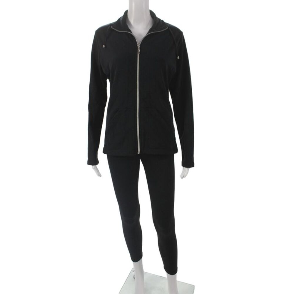 Nils Womens Black High Neck Zip Sweatsuit Athleisure Long Sleeve Size S